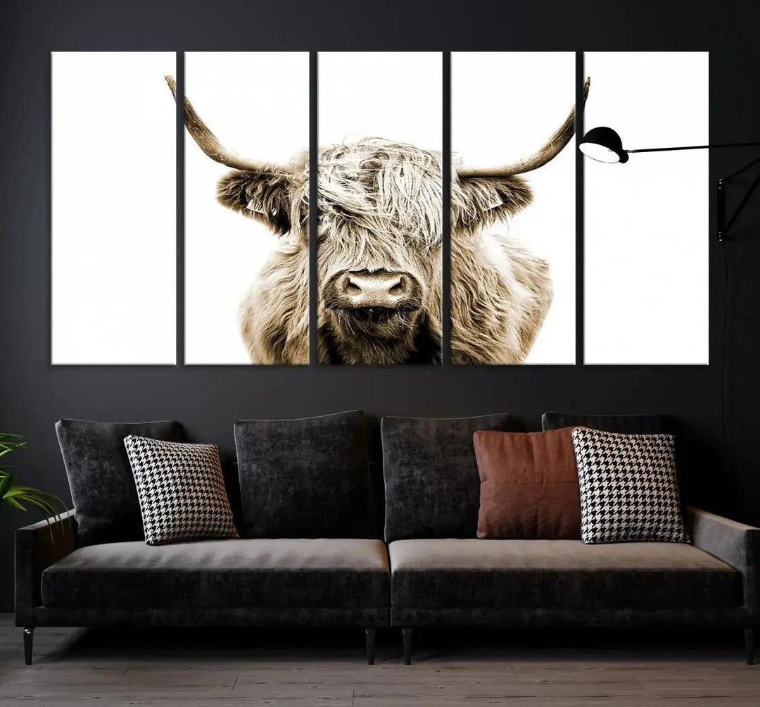 Bring the Charm of a Scottish Highland Cow to Your Farmhouse with Our Wall Art Canvas PrintA Rustic & Cozy Decor