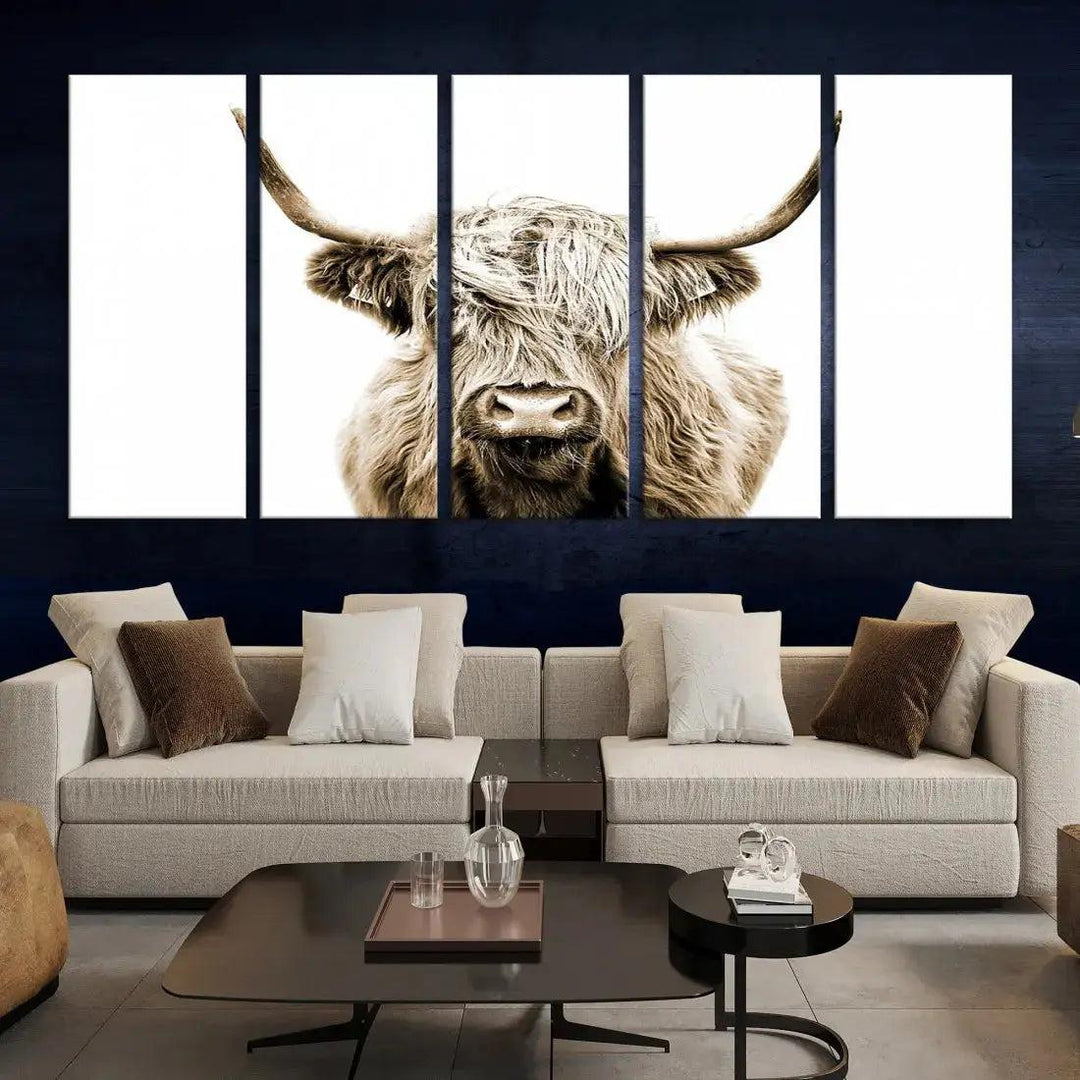 Bring the Charm of a Scottish Highland Cow to Your Farmhouse with Our Wall Art Canvas PrintA Rustic & Cozy Decor