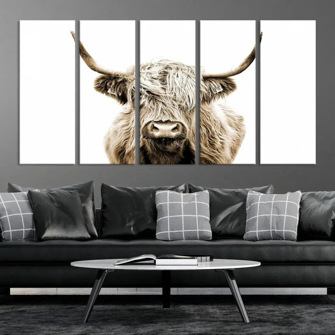 Bring the Charm of a Scottish Highland Cow to Your Farmhouse with Our Wall Art Canvas PrintA Rustic & Cozy Decor