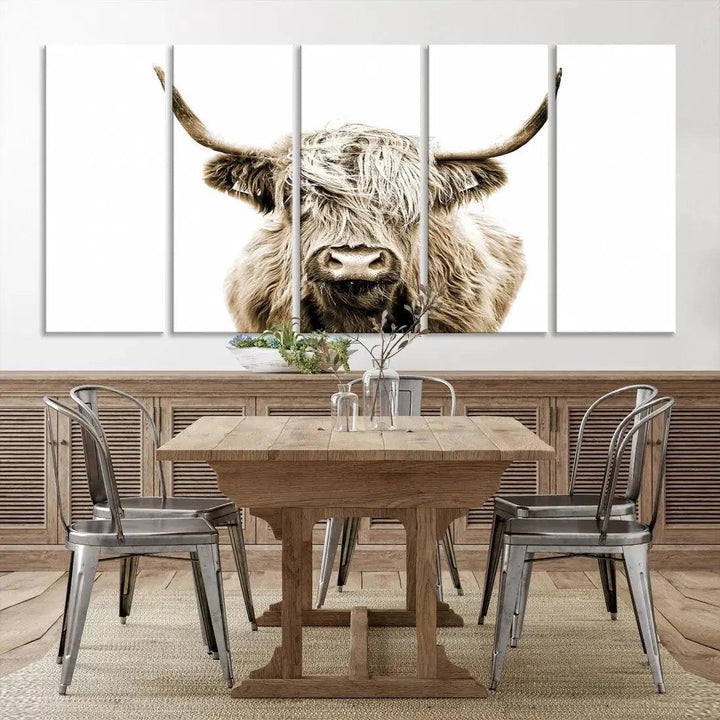 Bring the Charm of a Scottish Highland Cow to Your Farmhouse with Our Wall Art Canvas PrintA Rustic & Cozy Decor