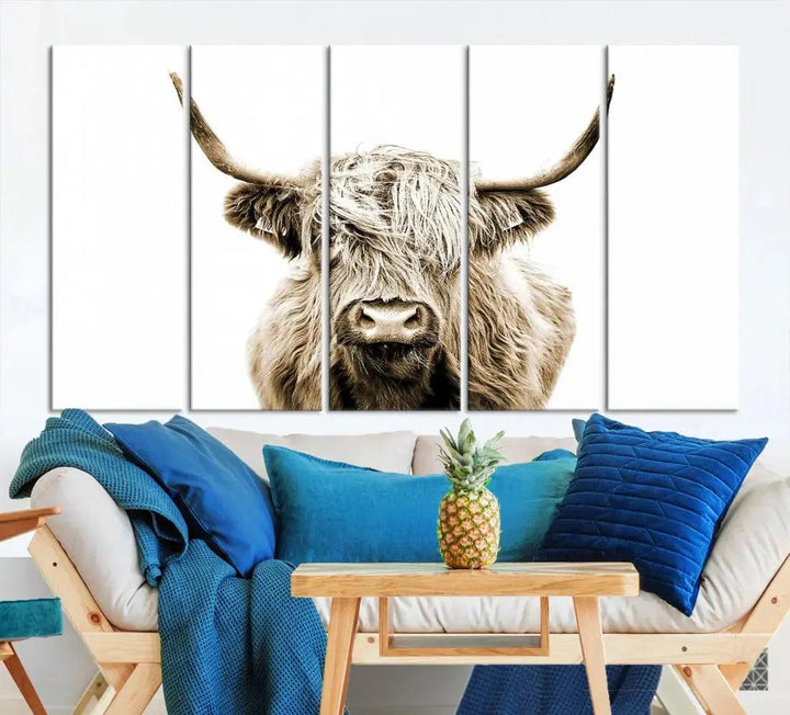 Bring the Charm of a Scottish Highland Cow to Your Farmhouse with Our Wall Art Canvas PrintA Rustic & Cozy Decor