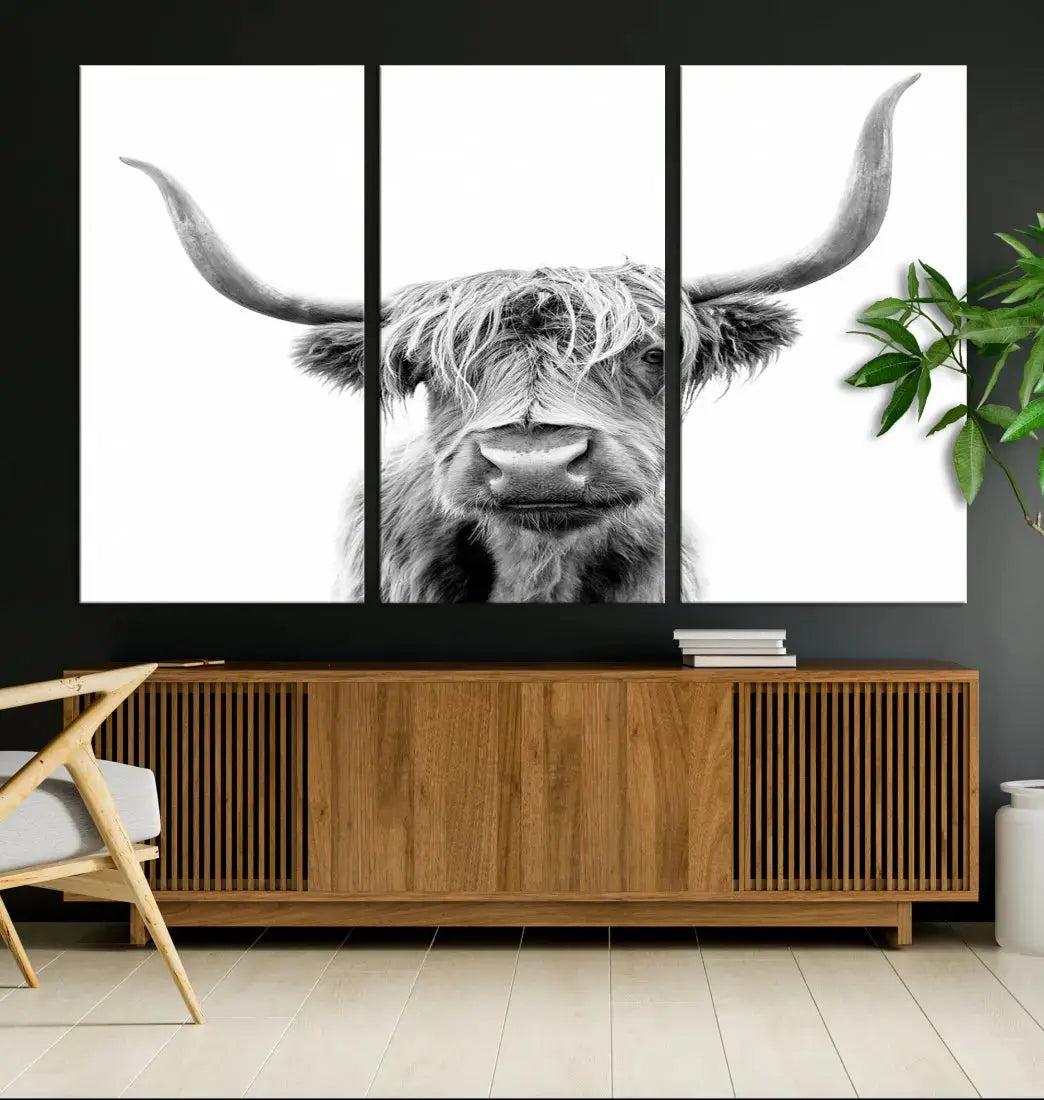 Bring the Charm of a Scottish Highland Cow to Your Farmhouse with Our Wall Art Canvas PrintA Rustic & Cozy Decor