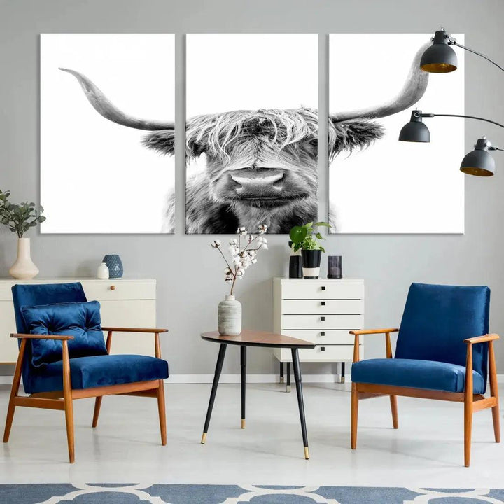 Bring the Charm of a Scottish Highland Cow to Your Farmhouse with Our Wall Art Canvas PrintA Rustic & Cozy Decor