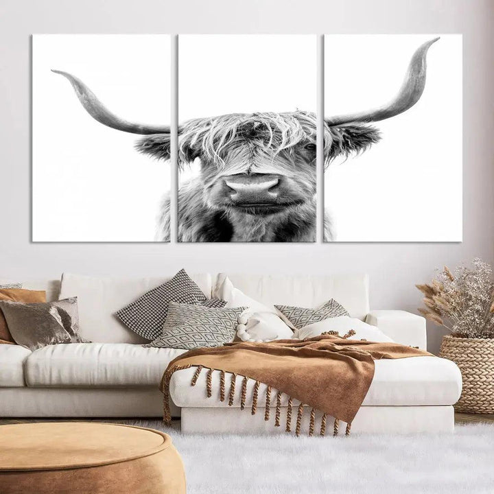 Bring the Charm of a Scottish Highland Cow to Your Farmhouse with Our Wall Art Canvas PrintA Rustic & Cozy Decor