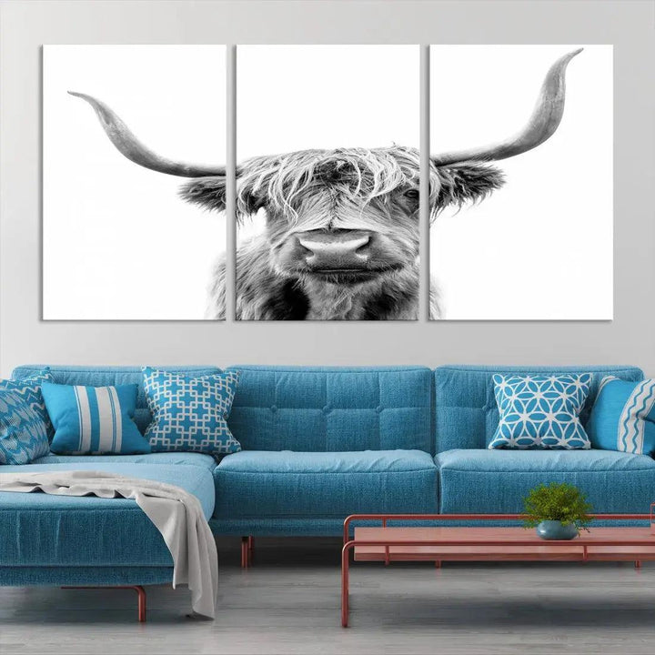 Bring the Charm of a Scottish Highland Cow to Your Farmhouse with Our Wall Art Canvas PrintA Rustic & Cozy Decor