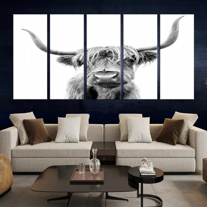 Bring the Charm of a Scottish Highland Cow to Your Farmhouse with Our Wall Art Canvas PrintA Rustic & Cozy Decor