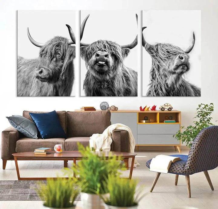 Bring the Charm of a Scottish Highland Cow to Your Farmhouse with Our Wall Art Canvas PrintA Rustic & Cozy Decor