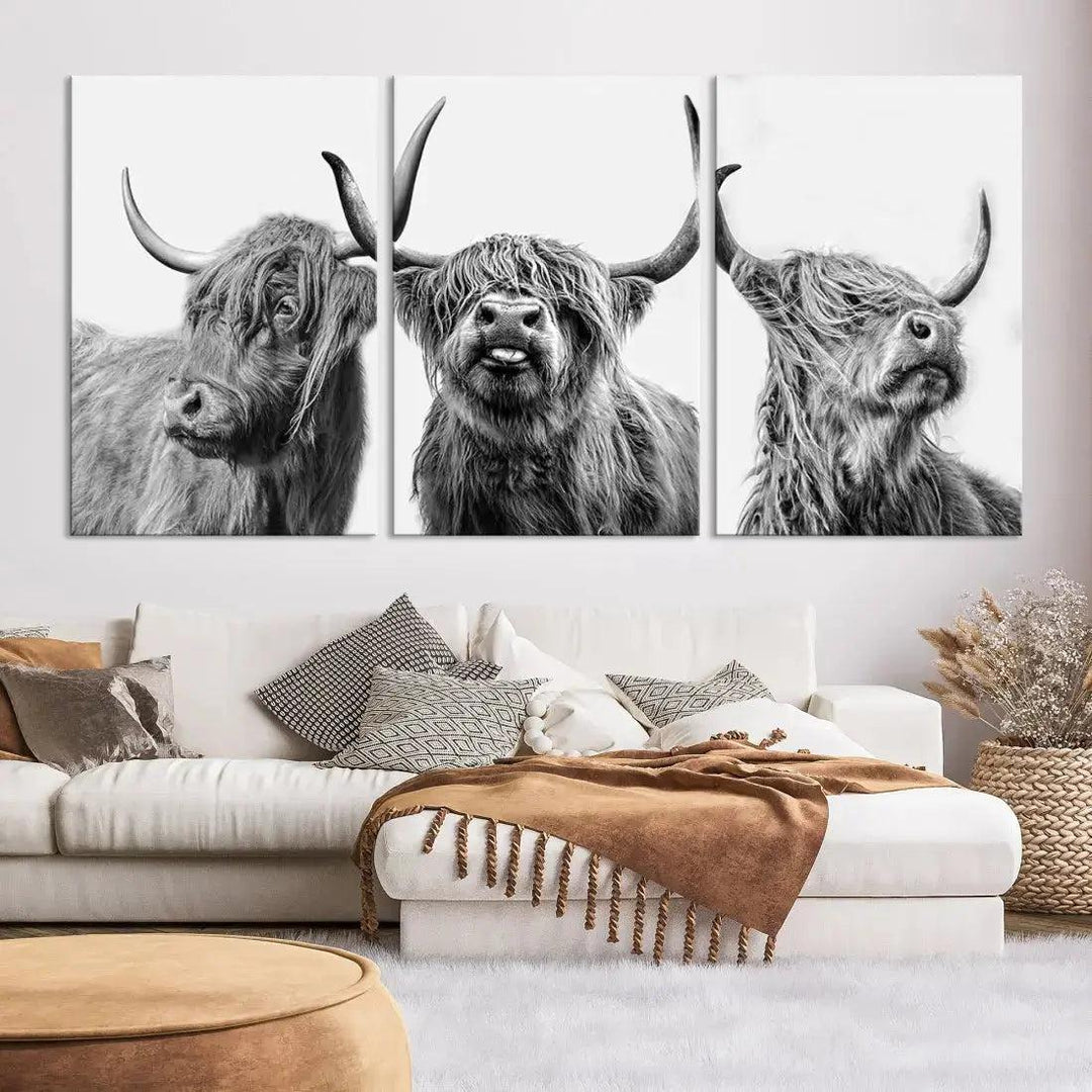 Bring the Charm of a Scottish Highland Cow to Your Farmhouse with Our Wall Art Canvas PrintA Rustic & Cozy Decor