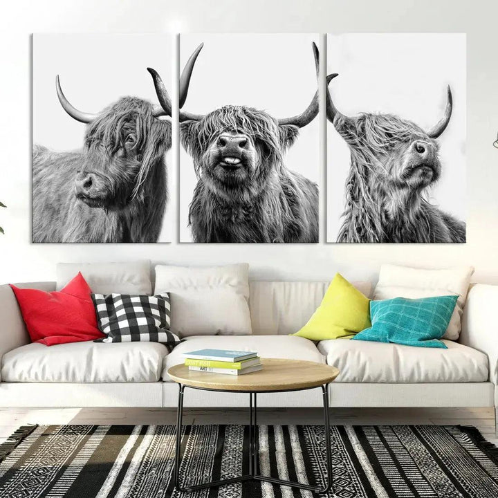 Bring the Charm of a Scottish Highland Cow to Your Farmhouse with Our Wall Art Canvas PrintA Rustic & Cozy Decor