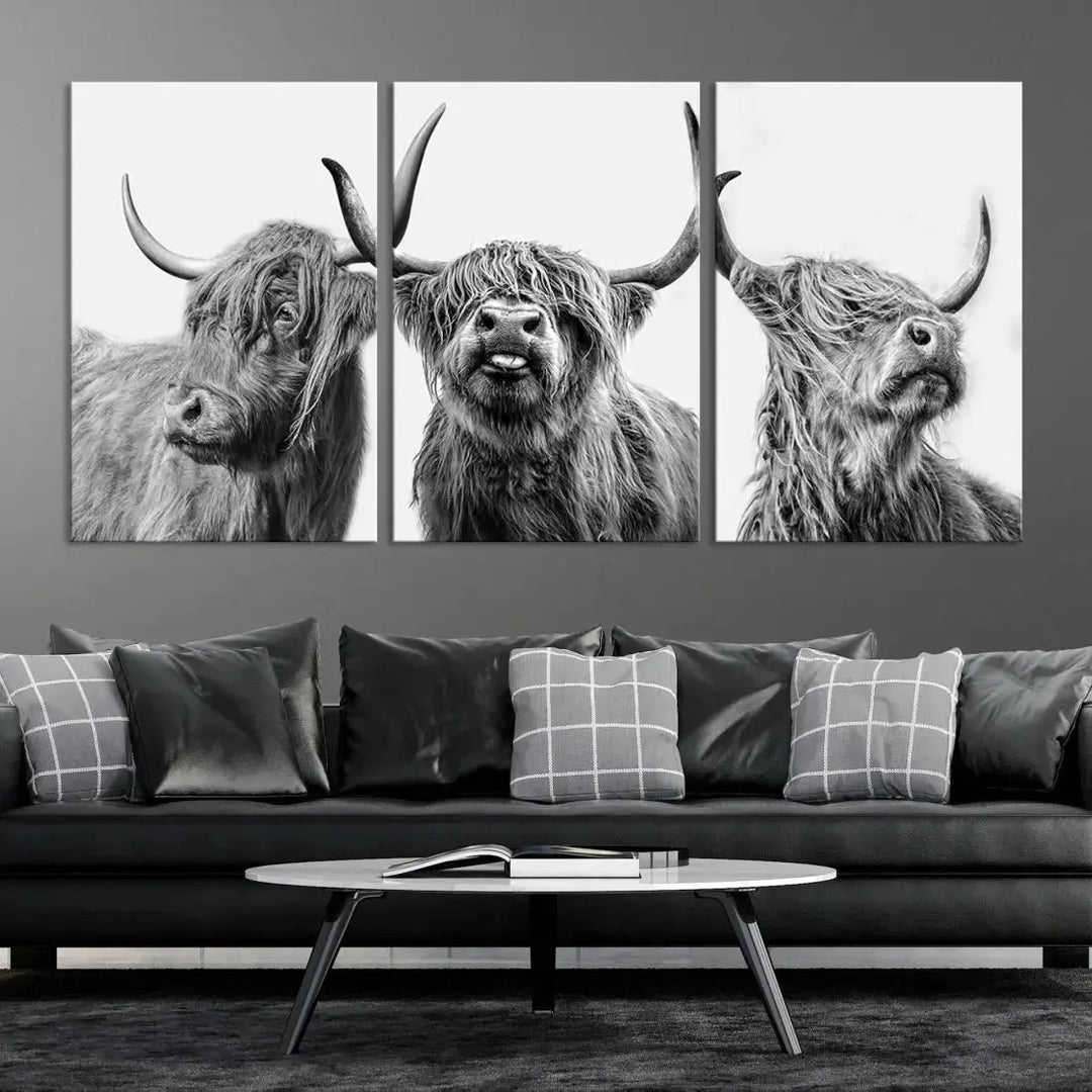 Bring the Charm of a Scottish Highland Cow to Your Farmhouse with Our Wall Art Canvas PrintA Rustic & Cozy Decor