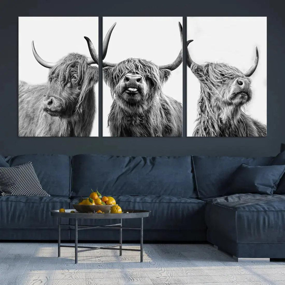 Bring the Charm of a Scottish Highland Cow to Your Farmhouse with Our Wall Art Canvas PrintA Rustic & Cozy Decor