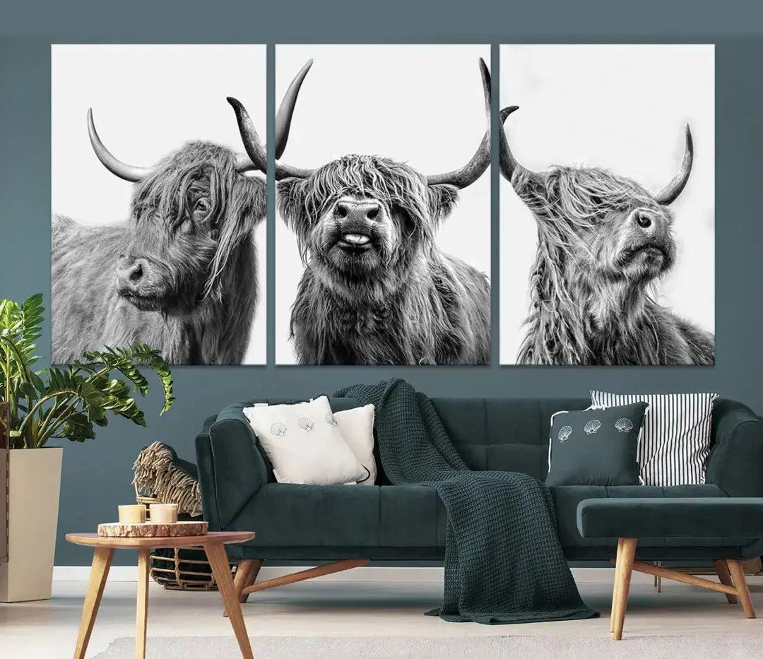 Bring the Charm of a Scottish Highland Cow to Your Farmhouse with Our Wall Art Canvas PrintA Rustic & Cozy Decor