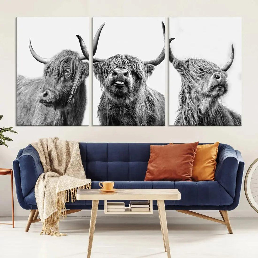 Bring the Charm of a Scottish Highland Cow to Your Farmhouse with Our Wall Art Canvas PrintA Rustic & Cozy Decor