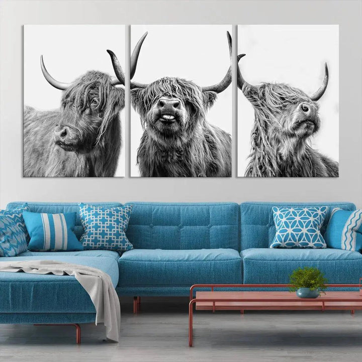 Bring the Charm of a Scottish Highland Cow to Your Farmhouse with Our Wall Art Canvas PrintA Rustic & Cozy Decor