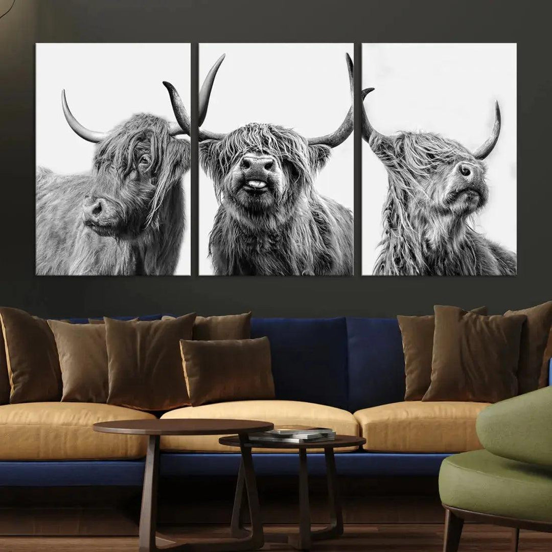 Bring the Charm of a Scottish Highland Cow to Your Farmhouse with Our Wall Art Canvas PrintA Rustic & Cozy Decor