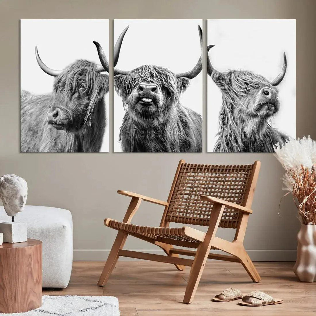 Bring the Charm of a Scottish Highland Cow to Your Farmhouse with Our Wall Art Canvas PrintA Rustic & Cozy Decor