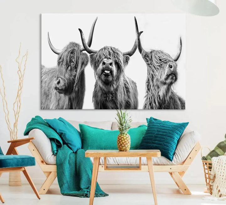 Bring the Charm of a Scottish Highland Cow to Your Farmhouse with Our Wall Art Canvas PrintA Rustic & Cozy Decor