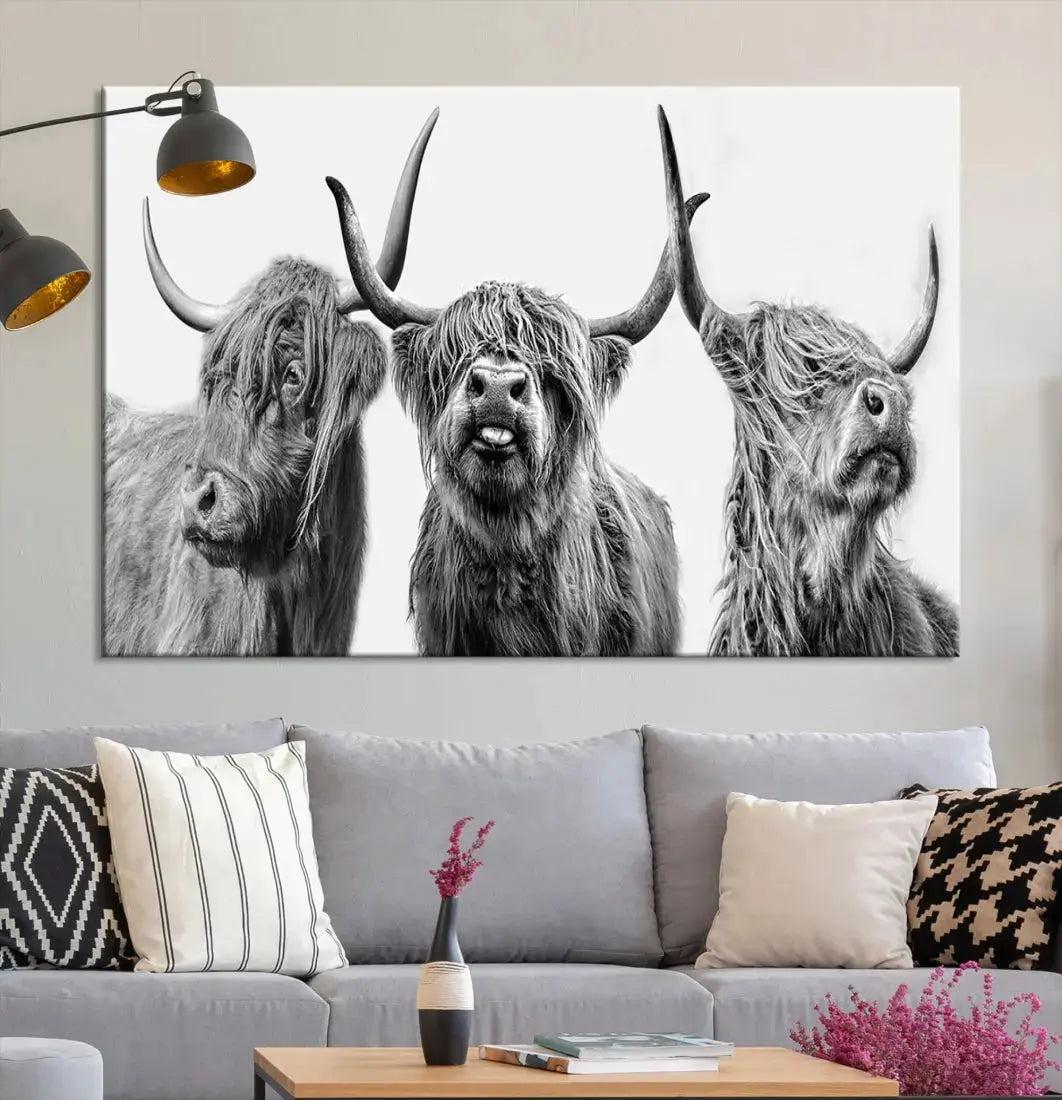 Bring the Charm of a Scottish Highland Cow to Your Farmhouse with Our Wall Art Canvas PrintA Rustic & Cozy Decor