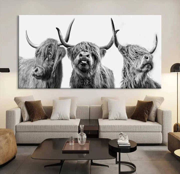 Bring the Charm of a Scottish Highland Cow to Your Farmhouse with Our Wall Art Canvas PrintA Rustic & Cozy Decor