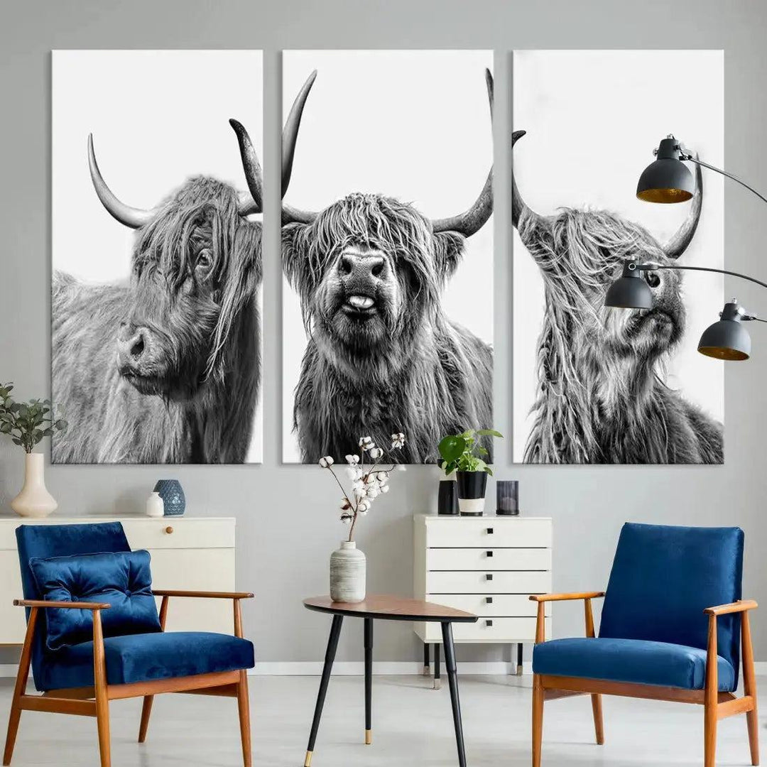 Bring the Charm of a Scottish Highland Cow to Your Farmhouse with Our Wall Art Canvas PrintA Rustic & Cozy Decor