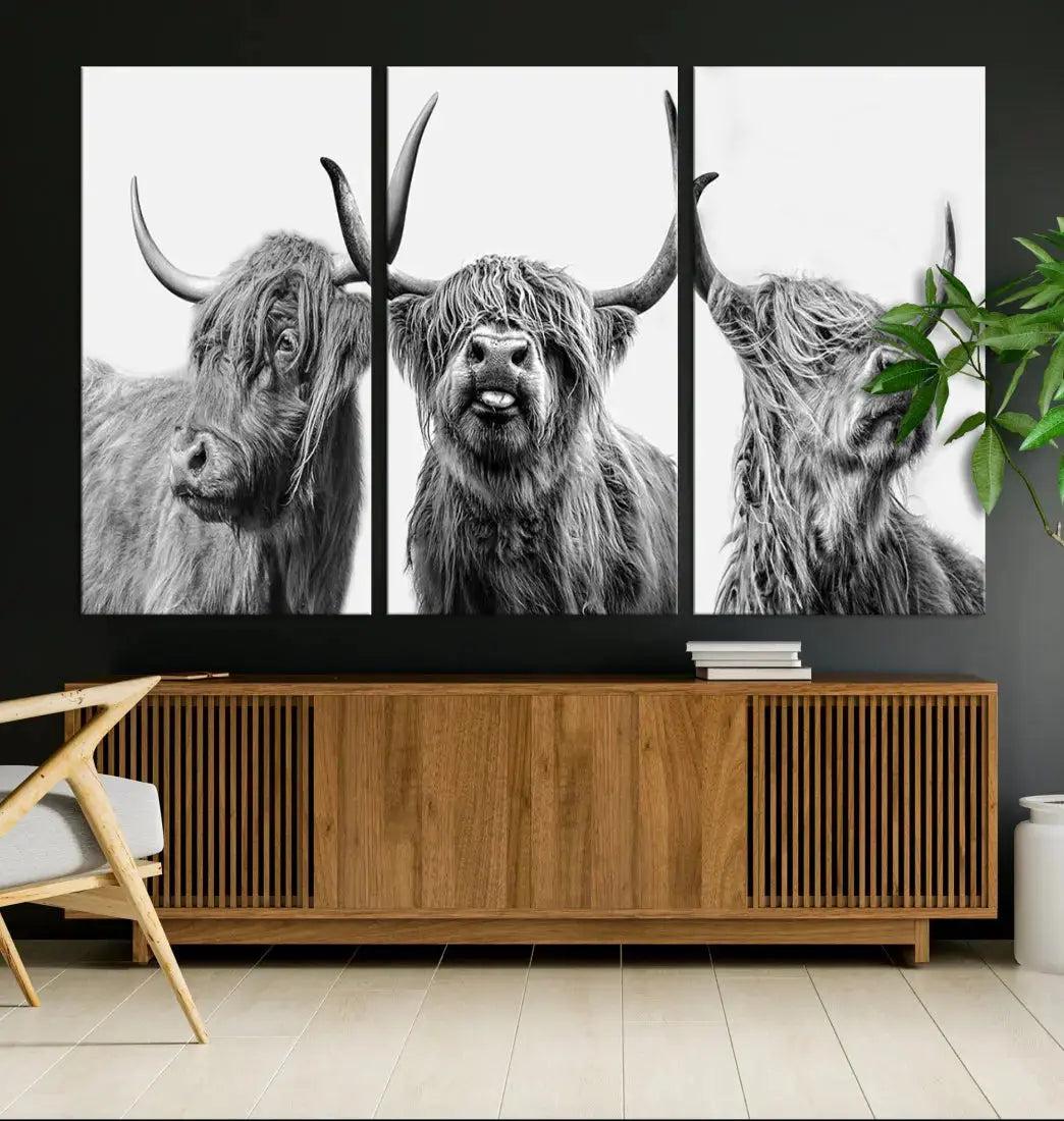 Bring the Charm of a Scottish Highland Cow to Your Farmhouse with Our Wall Art Canvas PrintA Rustic & Cozy Decor