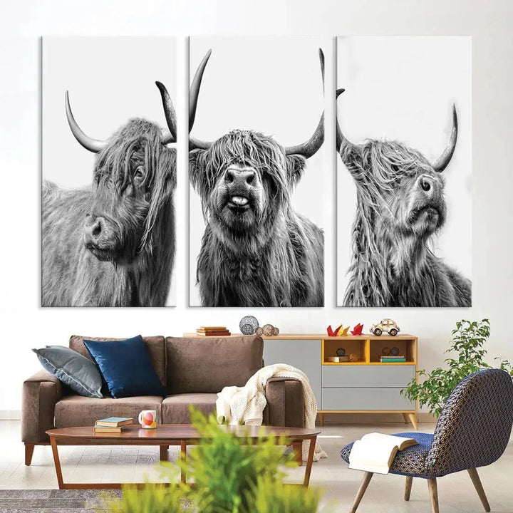 Bring the Charm of a Scottish Highland Cow to Your Farmhouse with Our Wall Art Canvas PrintA Rustic & Cozy Decor