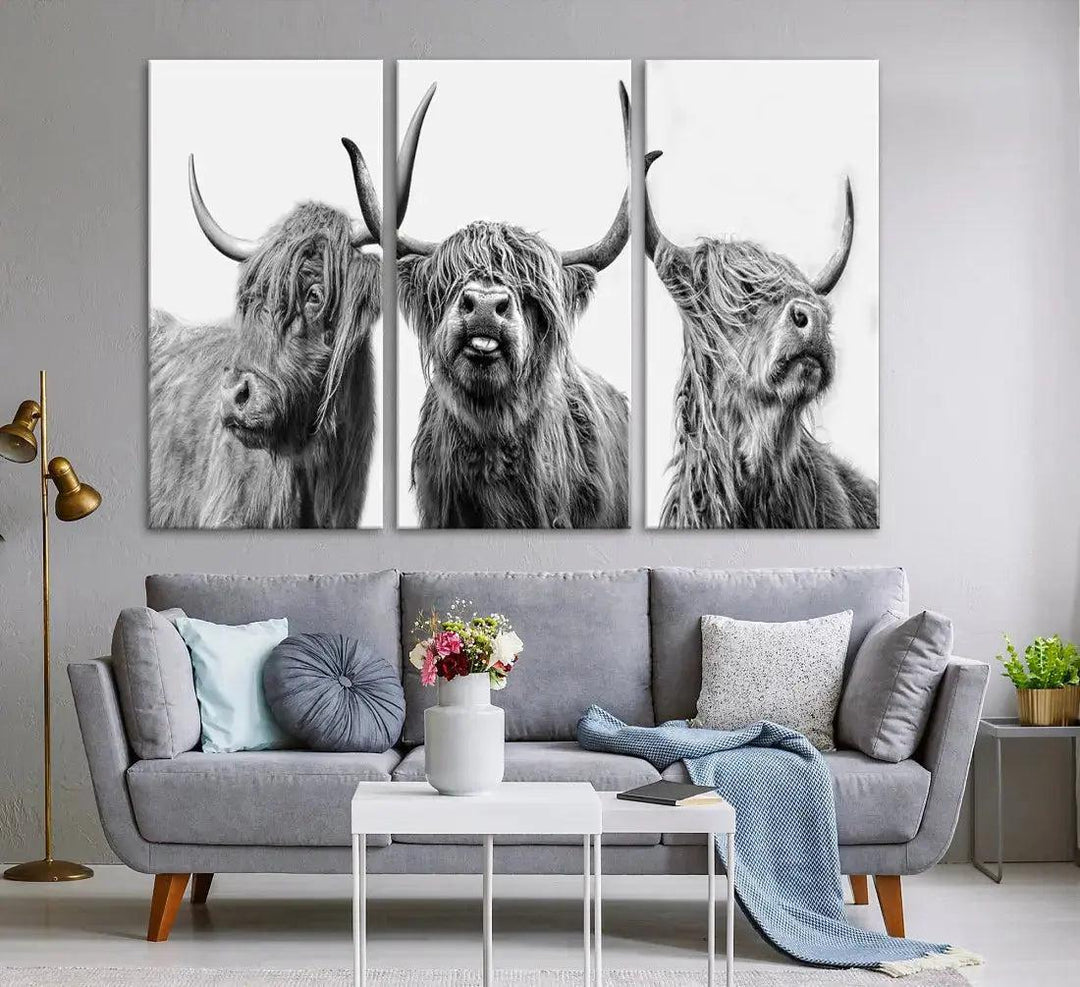 Bring the Charm of a Scottish Highland Cow to Your Farmhouse with Our Wall Art Canvas PrintA Rustic & Cozy Decor