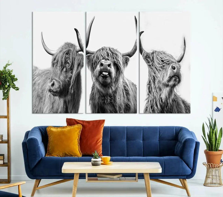 Bring the Charm of a Scottish Highland Cow to Your Farmhouse with Our Wall Art Canvas PrintA Rustic & Cozy Decor