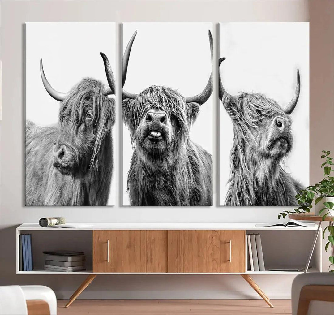 Bring the Charm of a Scottish Highland Cow to Your Farmhouse with Our Wall Art Canvas PrintA Rustic & Cozy Decor