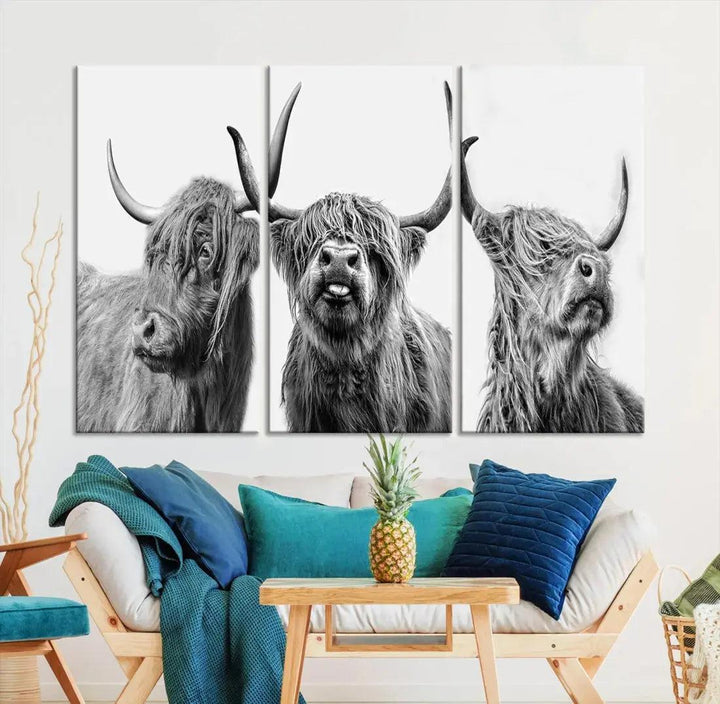 Bring the Charm of a Scottish Highland Cow to Your Farmhouse with Our Wall Art Canvas PrintA Rustic & Cozy Decor