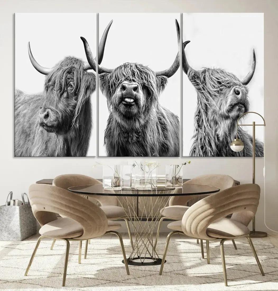 Bring the Charm of a Scottish Highland Cow to Your Farmhouse with Our Wall Art Canvas PrintA Rustic & Cozy Decor