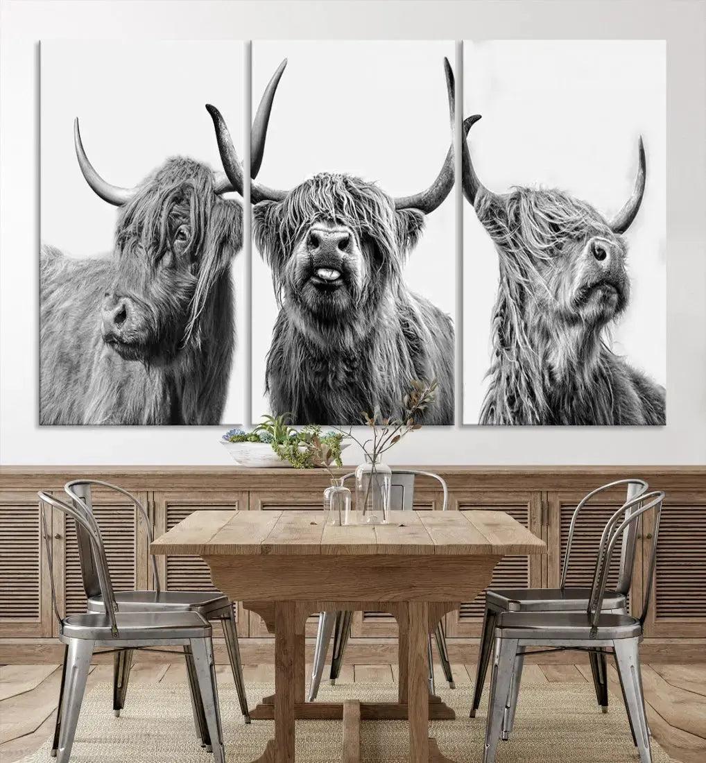 Bring the Charm of a Scottish Highland Cow to Your Farmhouse with Our Wall Art Canvas PrintA Rustic & Cozy Decor