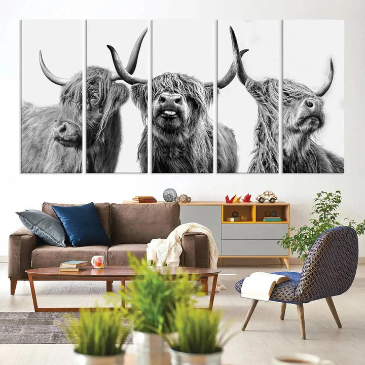 Bring the Charm of a Scottish Highland Cow to Your Farmhouse with Our Wall Art Canvas PrintA Rustic & Cozy Decor