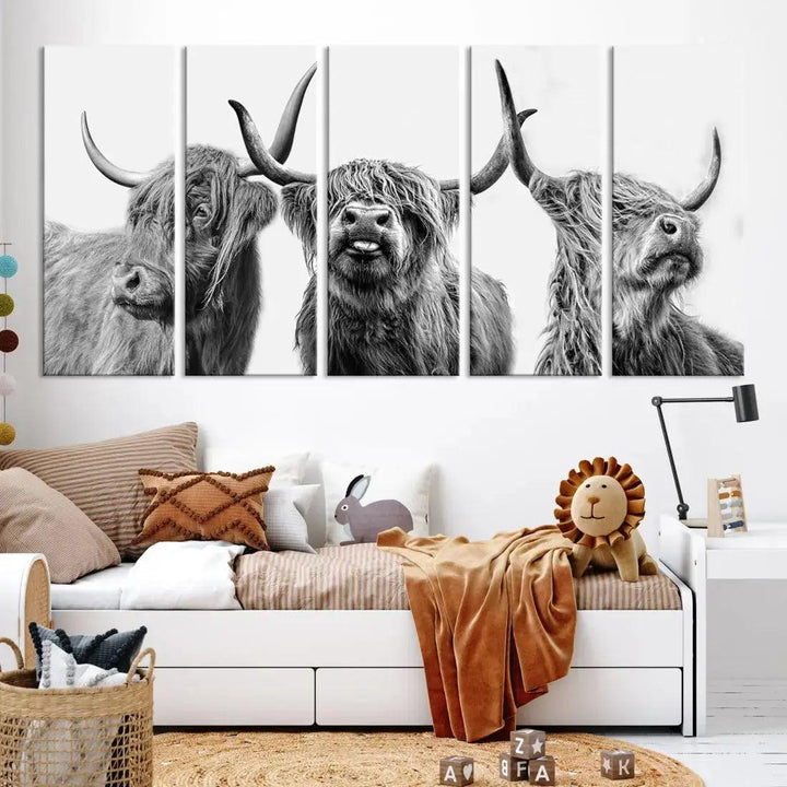 Bring the Charm of a Scottish Highland Cow to Your Farmhouse with Our Wall Art Canvas PrintA Rustic & Cozy Decor