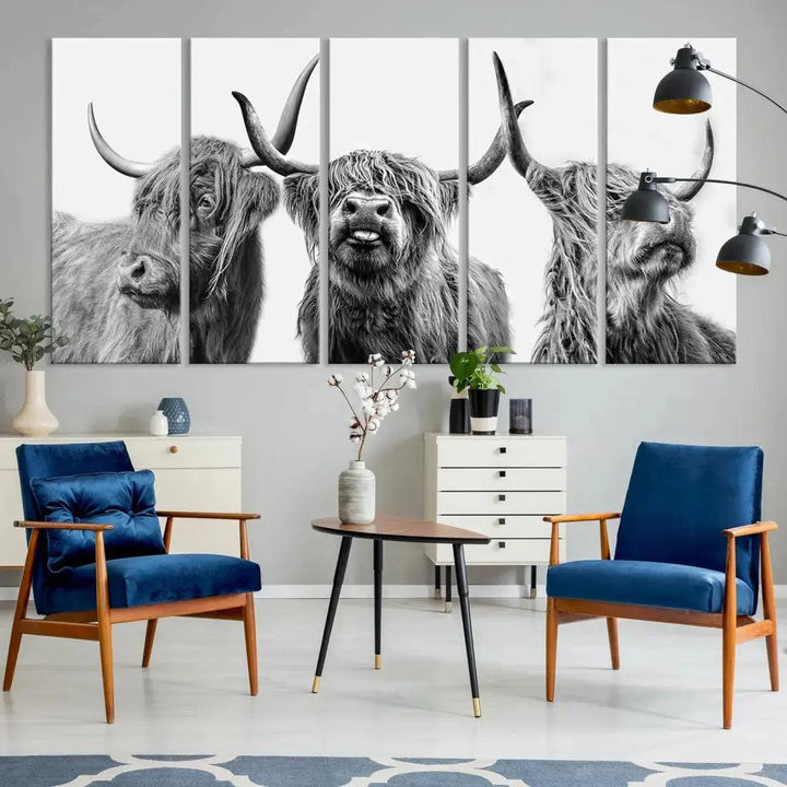 Bring the Charm of a Scottish Highland Cow to Your Farmhouse with Our Wall Art Canvas PrintA Rustic & Cozy Decor