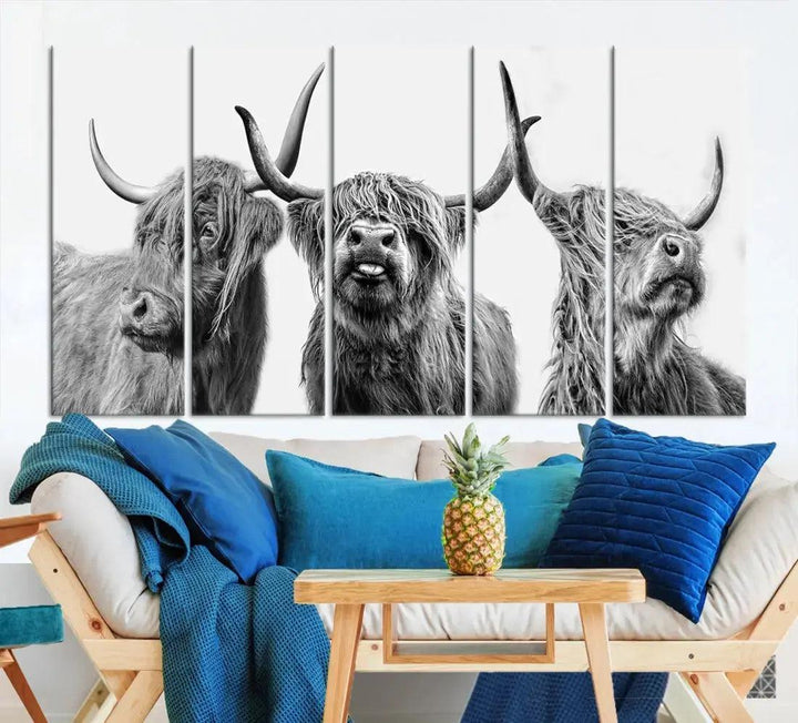 Bring the Charm of a Scottish Highland Cow to Your Farmhouse with Our Wall Art Canvas PrintA Rustic & Cozy Decor