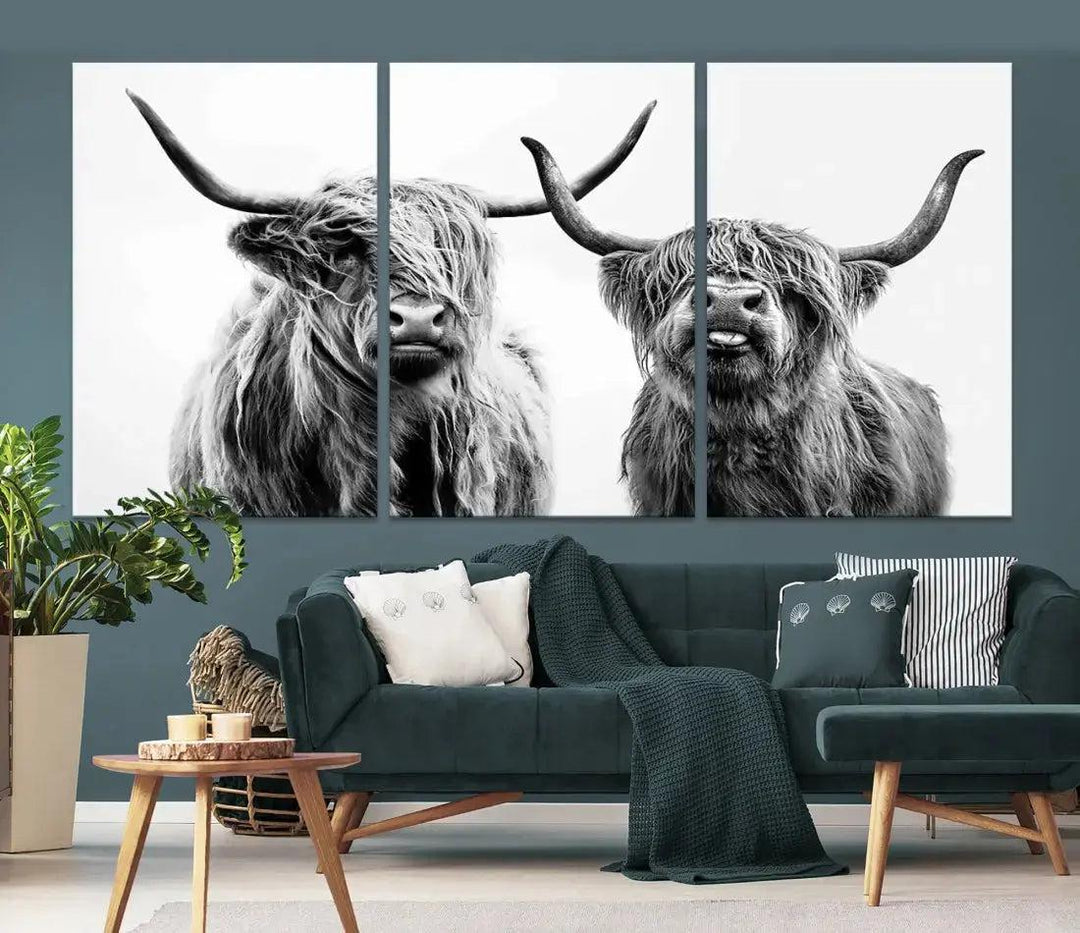 Bring the Charm of a Scottish Highland Cow to Your Farmhouse with Our Wall Art Canvas PrintA Rustic & Cozy Decor