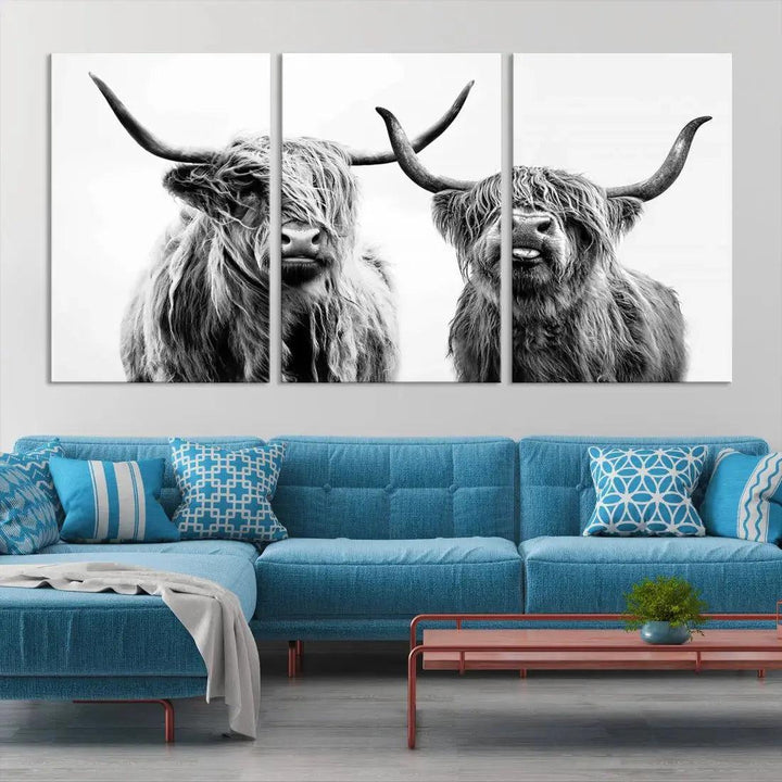 Bring the Charm of a Scottish Highland Cow to Your Farmhouse with Our Wall Art Canvas PrintA Rustic & Cozy Decor