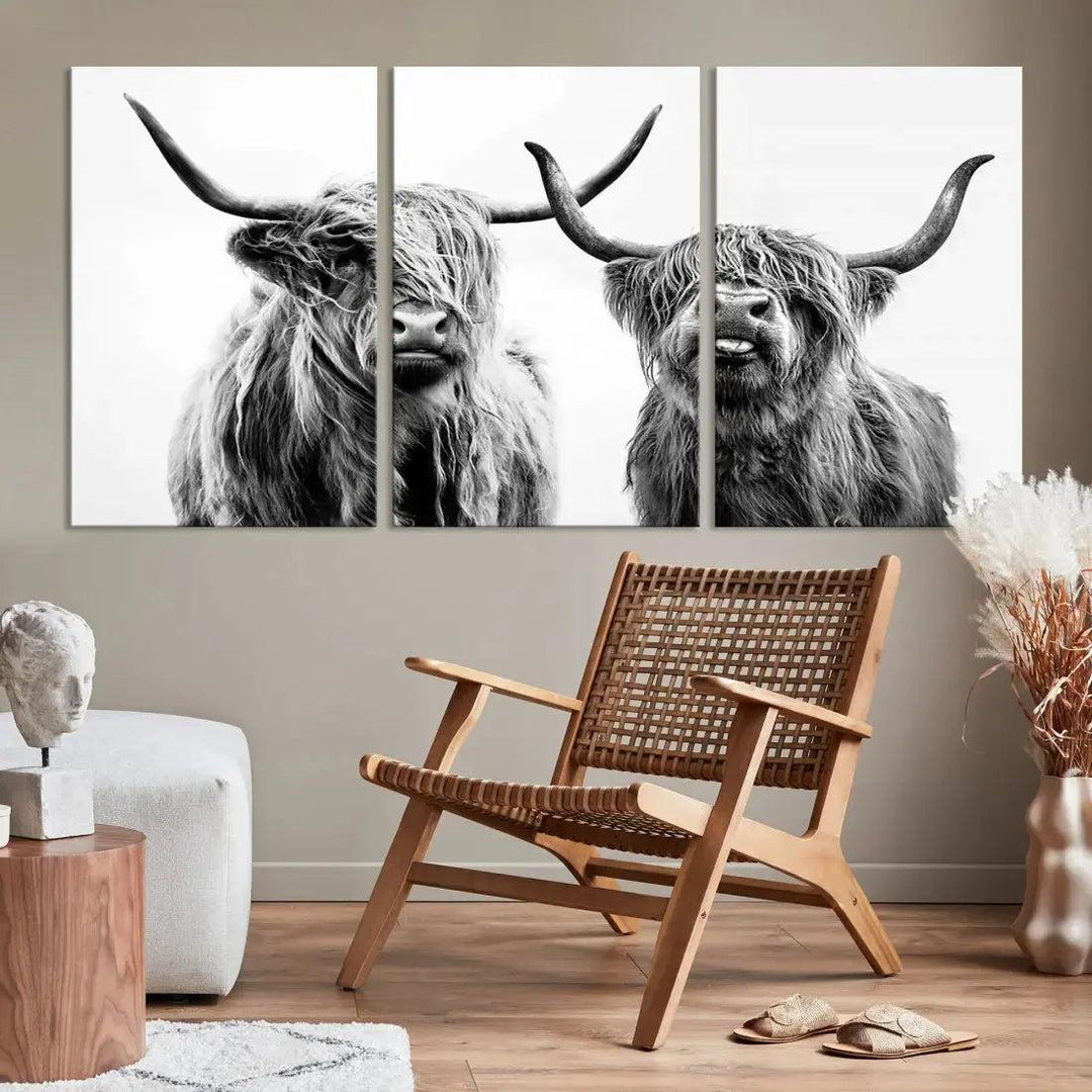 Bring the Charm of a Scottish Highland Cow to Your Farmhouse with Our Wall Art Canvas PrintA Rustic & Cozy Decor