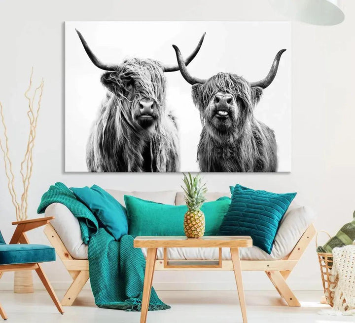 Bring the Charm of a Scottish Highland Cow to Your Farmhouse with Our Wall Art Canvas PrintA Rustic & Cozy Decor