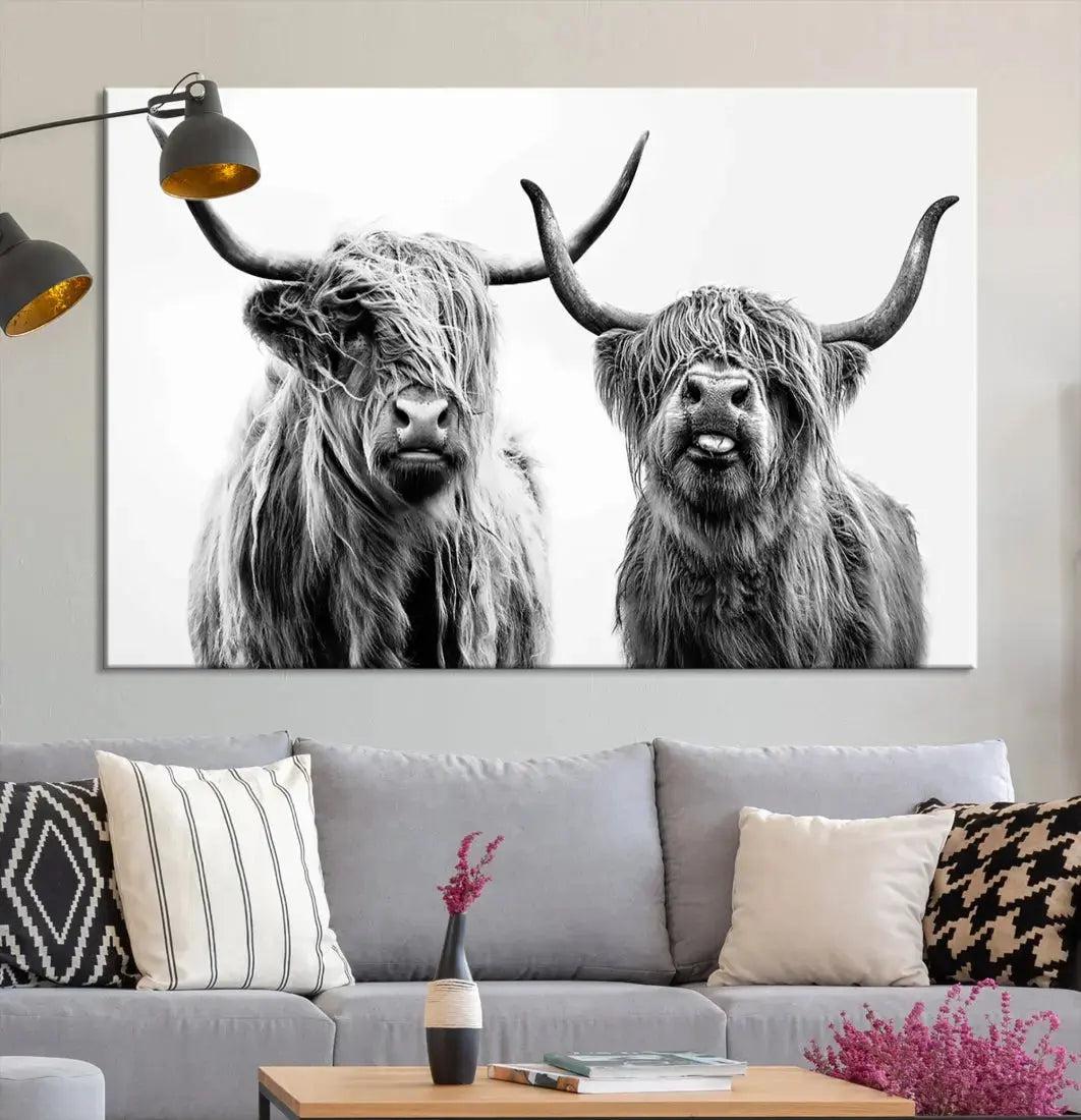 Bring the Charm of a Scottish Highland Cow to Your Farmhouse with Our Wall Art Canvas PrintA Rustic & Cozy Decor