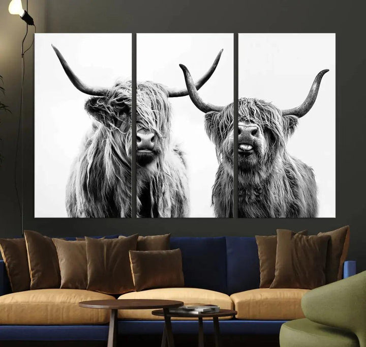 Bring the Charm of a Scottish Highland Cow to Your Farmhouse with Our Wall Art Canvas PrintA Rustic & Cozy Decor