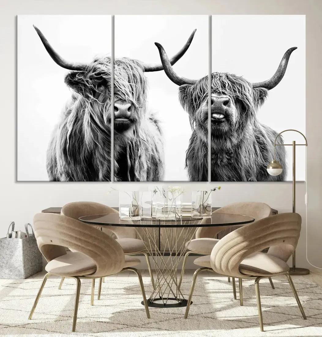 Bring the Charm of a Scottish Highland Cow to Your Farmhouse with Our Wall Art Canvas PrintA Rustic & Cozy Decor