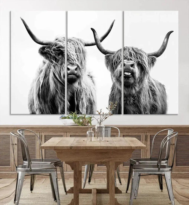 Bring the Charm of a Scottish Highland Cow to Your Farmhouse with Our Wall Art Canvas PrintA Rustic & Cozy Decor