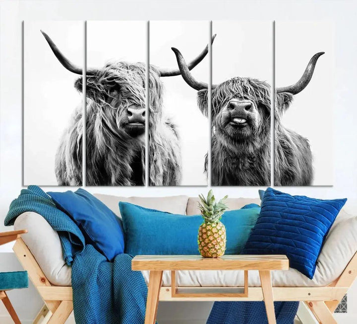 Bring the Charm of a Scottish Highland Cow to Your Farmhouse with Our Wall Art Canvas PrintA Rustic & Cozy Decor