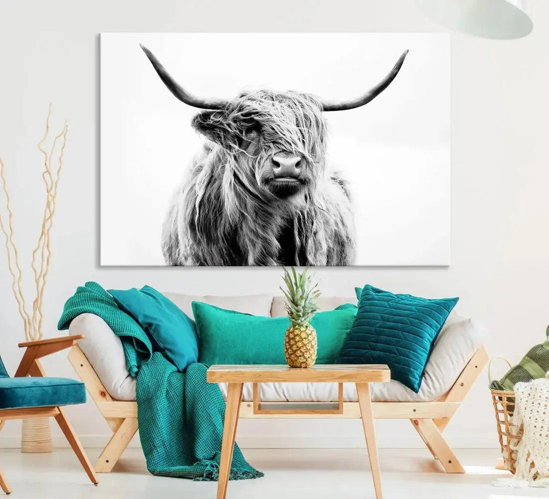 Bring the Charm of a Scottish Highland Cow to Your Farmhouse with Our Wall Art Canvas PrintA Rustic & Cozy Decor