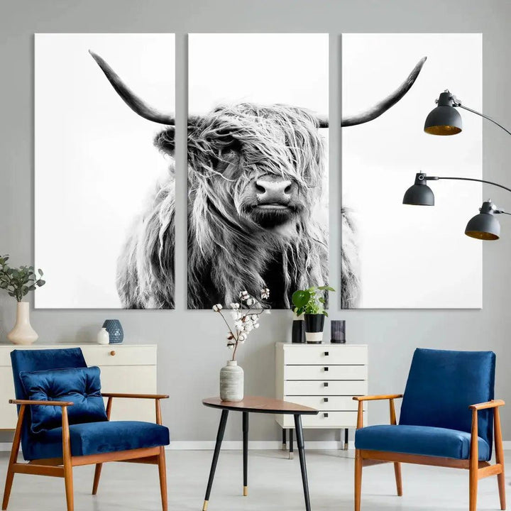 Bring the Charm of a Scottish Highland Cow to Your Farmhouse with Our Wall Art Canvas PrintA Rustic & Cozy Decor