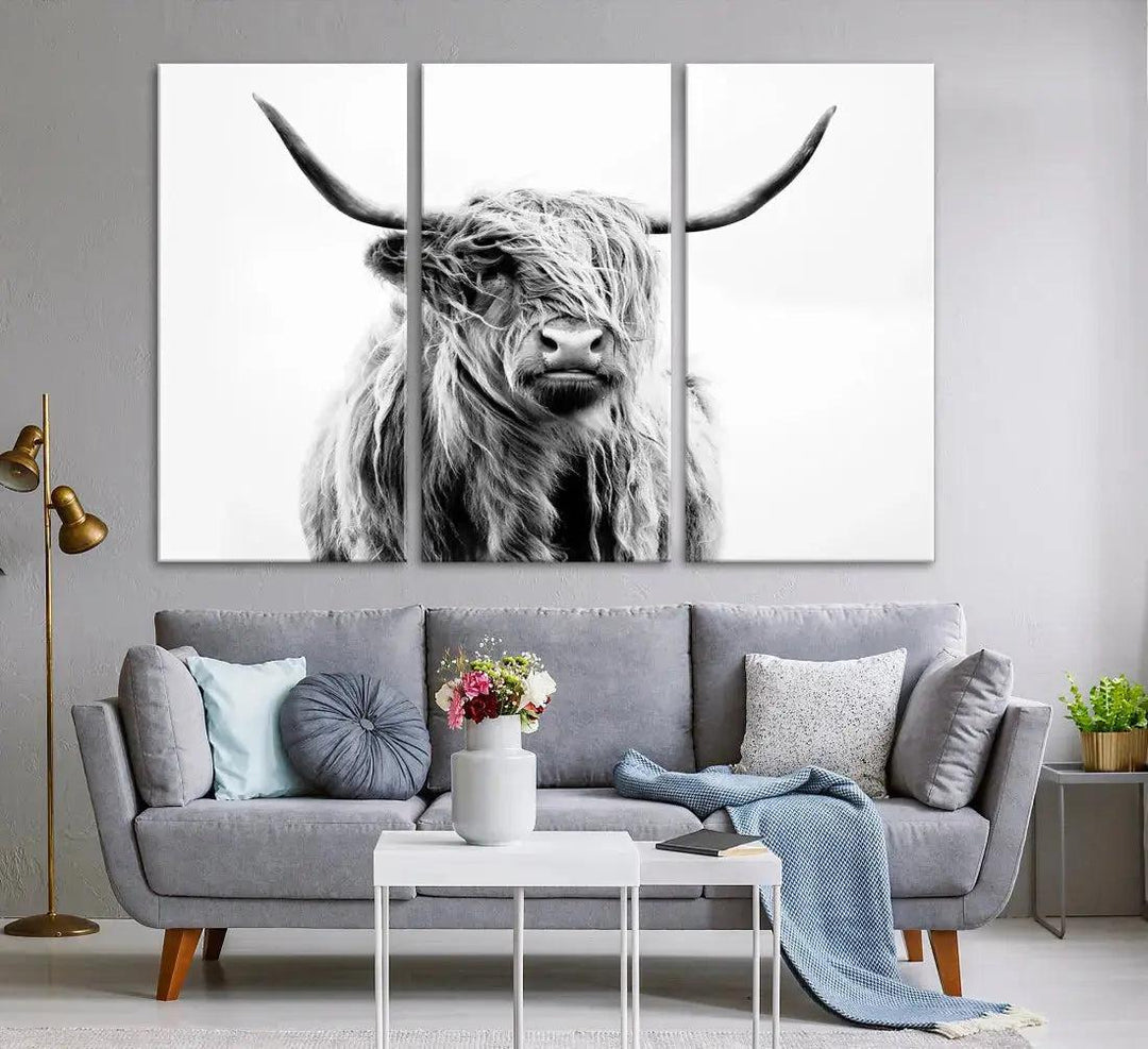 Bring the Charm of a Scottish Highland Cow to Your Farmhouse with Our Wall Art Canvas PrintA Rustic & Cozy Decor