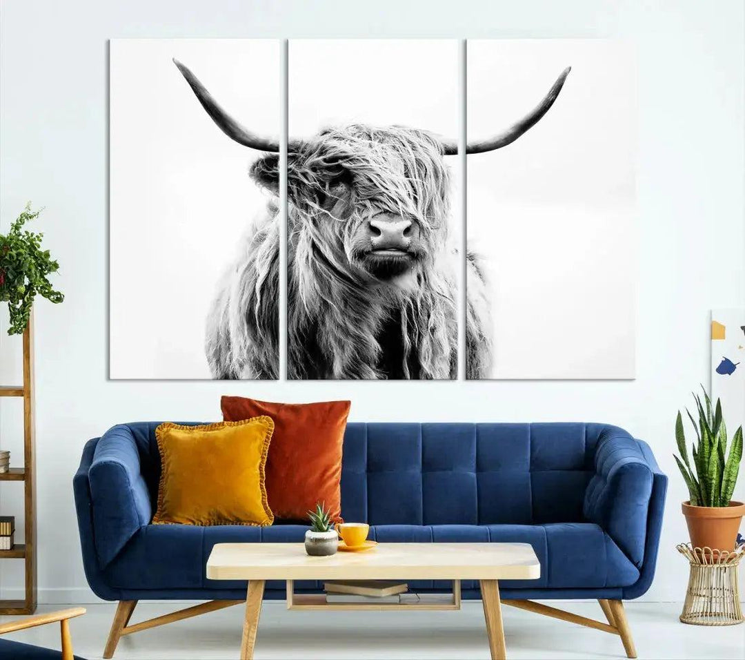 Bring the Charm of a Scottish Highland Cow to Your Farmhouse with Our Wall Art Canvas PrintA Rustic & Cozy Decor