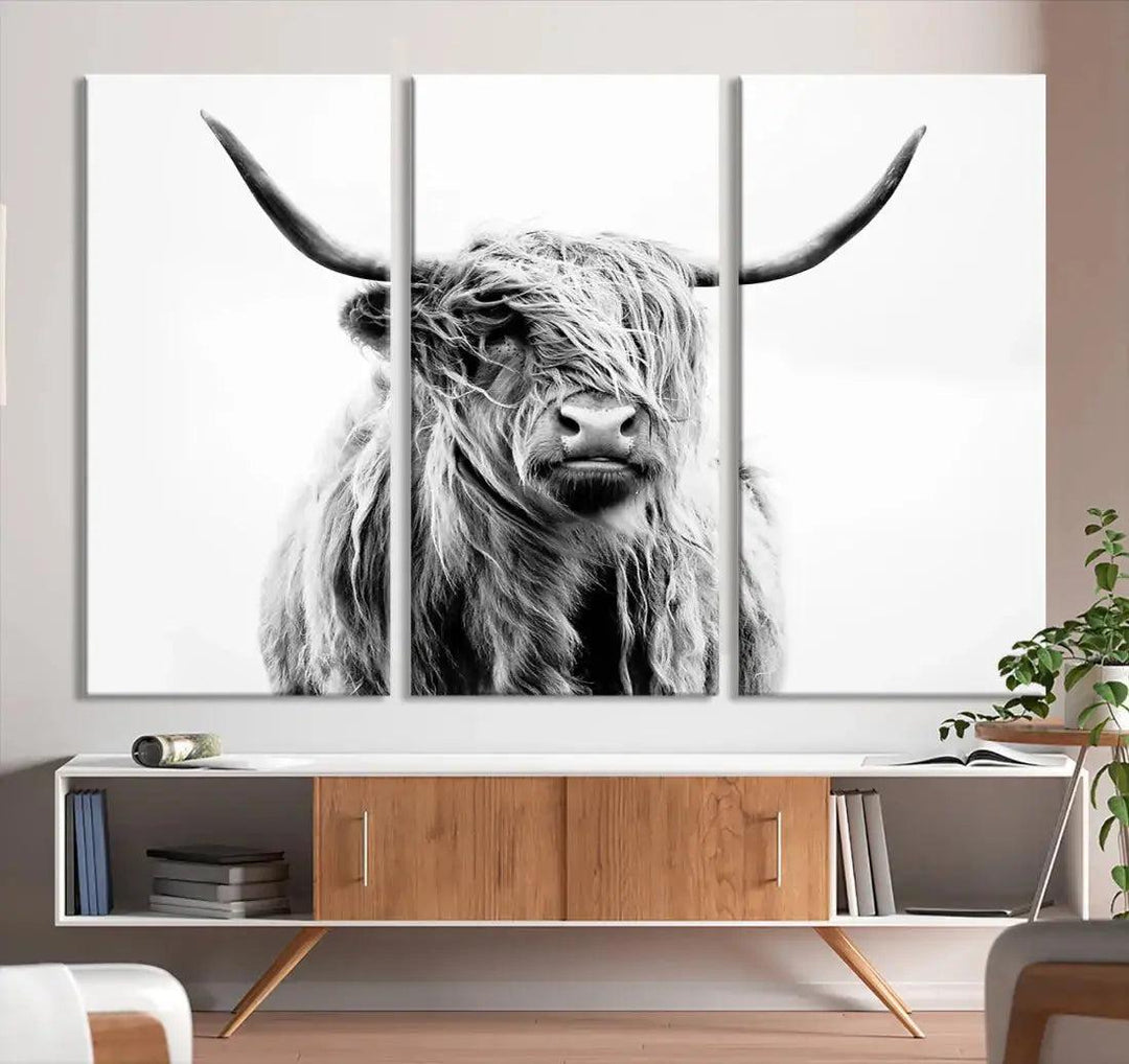 Bring the Charm of a Scottish Highland Cow to Your Farmhouse with Our Wall Art Canvas PrintA Rustic & Cozy Decor